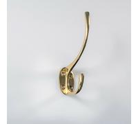 Loops Victorian Hat & Coat Hook on Oval Backplate 64mm Projection Polished Brass in Metallics Loops Metallics