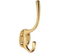 Loops Victorian Hat & Coat Hook on Oval Backplate 64mm Projection Satin Brass in Metallics Loops Metallics