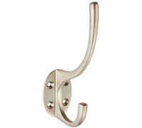 Loops Victorian Hat & Coat Hook on Oval Backplate 64mm Projection Satin Nickel in Metallics Loops Metallics