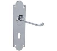 Loops Victorian Latch & Lock Door Handle - Polished Chrome Lever On Shaped Backplate