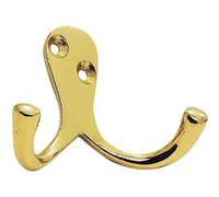 Loops Victorian One Piece Double Bathroom Robe Hook 26mm Projection Polished Brass in Metallics Loops Metallics
