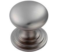 Loops Victorian Round Cupboard Door Knob 32mm Dia Stainless Steel Cabinet Handle in Metallics Loops Metallics