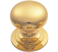 Loops Victorian Round Cupboard Door Knob 42mm Dia Polished Brass Cabinet Handle
