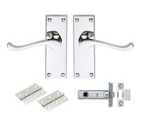 Loops Victorian Scroll Door Handle & Latch Pack - Polished Chrome Lever On Plate Kit