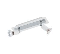 Loops Wall Ceiling 2 Spot Light Colour White Chrome Shade & Back Plate Bulb GU10 2x5W Loops White