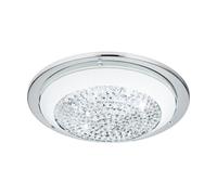 Loops Wall Flush Ceiling Light Chrome Shade White Clear Glass Crystals Bulb LED 11W Loops White