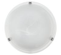 Loops Wall Flush Ceiling Light Colour Chrome Shade Glass Alabaster Bulb E27 2x60W in Clear Loops Clear