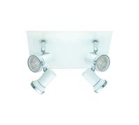 Loops Wall Flush Ceiling Light IP44 Bathroom Colour White Chrome Bulb GU10 4x3.3W Incl Loops White