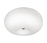 Loops Wall Flush Ceiling Light Satin Nickel Shade White Glass Opal Matt Bulb E27 2x60W in Metallics Loops Metallics