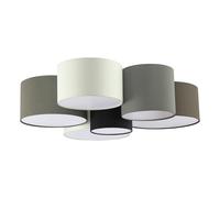 Loops Wall Flush Ceiling Light White Shade Brown Grey White Black Fabric E27 6x40W Loops Black