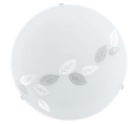 Loops Wall Flush Ceiling Light White Shade Leaf Design Satin Glass Bulb E27 1x60W Loops White