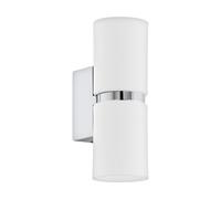 Loops Wall Light 2 x White Shades Chrome Banding & Back Plate Bulb GU10 2x3.3W Incl Loops White