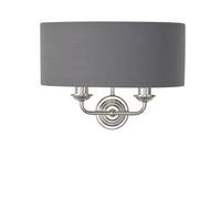 Loops Wall Light - Bright Nickel Plate & Charcoal Fabric - 2 x 40W E14 - Dimmable in Metallics Loops Metallics