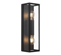Loops Wall Light Colour Black Shade Clear Glass Metal Box Frame Bulb E27 2x60W Loops Black