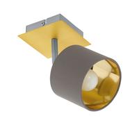 Loops Wall Light Colour Brushed Brass Satin Nickel Shade Cappuccino Fabric Bulb E14 7W in Metallics Loops Metallics