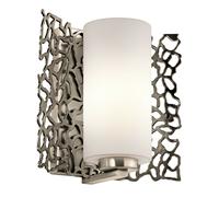 Loops Wall Light Curved Open Metal Back/Tubular Glass Shade Front Pewter LED E27 100W in Clear Loops Clear