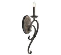 Loops Wall Light Gently Curved Metalwork Weathered Zinc & Grey Wood Veneer LED E14 60W Loops Grey