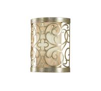 Loops Wall Light Laser Cut Scrolls Ivory Linen Shade Silver Leaf Patina LED E14 60W in Metallics Loops Metallics