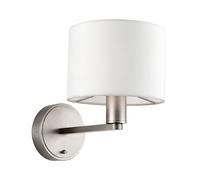 Loops Wall Light Matt Nickel Plate & Vintage White Fabric 40W E14 Dimmable in Metallics Loops Metallics