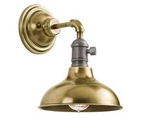 Loops Wall Light Retro Industrial Wide Bell Downlighter Shade Brass LED E27 60W in Metallics Loops Metallics