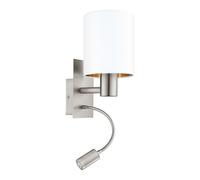 Loops Wall Light Satin Nickel Shade White Copper Fabric Bulb E27 LED 1x40W 1x3.5W Loops Copper