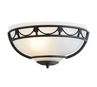 Loops Wall Light - Sconce - Gothic Style Uplighter - Black Metal White Glass Shade - Black - LED E27 60W Bulb