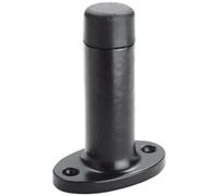 Loops Wall Mounted Doorstop Cylinder on Oval Rose Rubber Tip 75mm Black Antique Loops Black