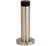 Loops Wall Mounted Doorstop Cylinder on Rose Rubber Tip 102 x 22mm Satin Steel in Metallics Loops Metallics