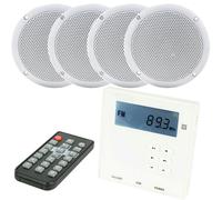 Loops Wall Mounted Micro Bluetooth Amplifier & 4 Ceiling Speaker Kit Stereo HiFi Music