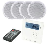 Loops Wall Mounted Micro Bluetooth Amplifier & 4 Ceiling Speaker Kit Stereo Hifi Music