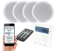 Loops Wall Mounted Micro Bluetooth Amplifier & 4 Ceiling Speaker Kit Stereo HiFi Music