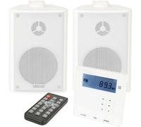 Loops Wall Mounted Mini Bluetooth Amplifier & White Wall Speakers Kit Stereo Hifi Amp