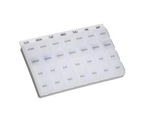 Loops Weekly Pill Organizer With 28 Compartments - Flip Top Lid For Easy Access