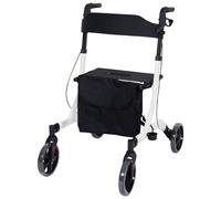 White Deluxe Ultra Lightweight Aluminium 4 Wheeled Rollator Foldable Walking Aid