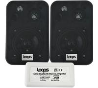 Wireless Bluetooth Amplifier & 2x 70W Black Wall Mounted Speakers Amp System