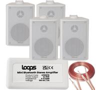 Loops Wireless Bluetooth Amplifier & 4X 60W Wall Mounted Speaker Kit Hifi Amp System