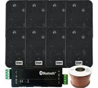 Bar/Restaurant Bluetooth Amplifier Kit 8x Black Wall Speaker Wireless Background