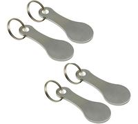 Loopunk 4 Pcs Removable Trolley Token - Stainless Steel Shopping Trolley Key & Supermarket Trolley Token with Key Ring, Durable Trolley Release Key, Chip Keychain Coin Keyring