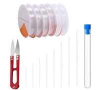 Loopunk 6 Rolls 0.5mm Clear Elastic Beading Threads,Bracelet String,8 Pieces Big Eye Beading Needles and a pair of scissors for Bracelets Beads Necklace Jewelry Making.