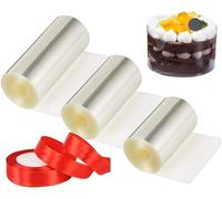 Loopunk Cake Collar,3 Volumes Transparent Rolls Acetate Sheets Ribbons 20mm wide,Transparent Acetate Sheets,Film for Cake Edges, Decorating Cakes and Pastries,Sweets (8cm/10cm/15cm)