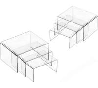 Loopunk Set of 6 Clear Acrylic Display Risers for Figures, Cupcakes, Buffet, Jewelry - Multifunctional Transparent Show Stands for Collectibles and Desserts. (3 Sizes)