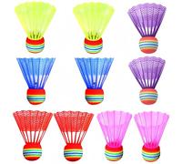 Loopunk Shuttlecocks - Coloured Badminton Shuttlecocks, Hit-Resistant Toy Balls Colorful Training Ball, Lightweight Nylon and Plastic Shuttlecocks, for Indoor Outdoor Sports Fitness Game 12 Pcs