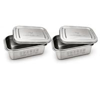 Loopware Stainless Steel Batch Cooking Containers with Lids, Set of 2 × 1.6L | Food Storage, All 304 Steel Including the Lids, No Silicone or Plastic | Freezer, Hob, Oven, Dishwasher Safe | Nesting