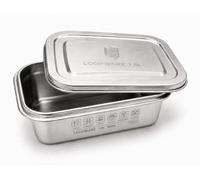 Loopware Stainless Steel Food Storage & Batch Cooking Container with Lid 1.6L | All 304 Steel Including the Lid, No Silicone or Plastic | Freezer, Hob, Oven, Induction, Dishwasher Safe | Nesting