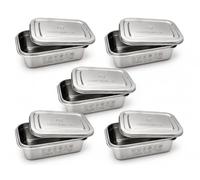 Loopware Stainless Steel Meal Prep Containers with Lids, Set of 5 × 1.0L | Food Storage, All 304 Steel Including the Lids, No Silicone or Plastic | Freezer, Hob, Oven, Dishwasher Safe | Nesting