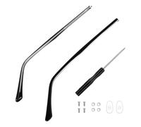 LOORGVEL 1 Pair Metal Eyeglasses Replacement Temples for Frames | Black Silicone Parts, Improved Grip and Non-pinch Fit, for Optical Shop Service and DIY Repair