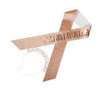 LOORGVEL 1 Set Birthday Crown Sash and Headband for Women Sparkly Rhinestone Princess Headdress Elegant Party Decoration for Birthday Celebrations Rose Gold Design