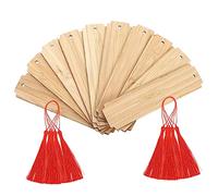 LOORGVEL 10 Sets Wooden Blank Bookmarks DIY Page Markers Hanging Tags for Crafting Doodle Decorated Wooden Book Ornaments Unfinished DIY Supplies for Readers and Writers