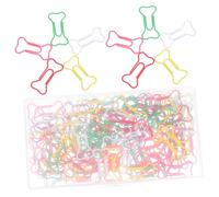 LOORGVEL 100pcs Bone Shaped Paper Clips Colorful Metal Page Holder Clips Creative Dog Bone Design for Office School Projects with Convenient Storage Box