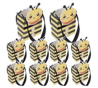 LOORGVEL 10pcs Bee Paper Present Bags with Handle, Shower Favor Boxes for Candy, Wedding and Birthday Party Treat Packaging